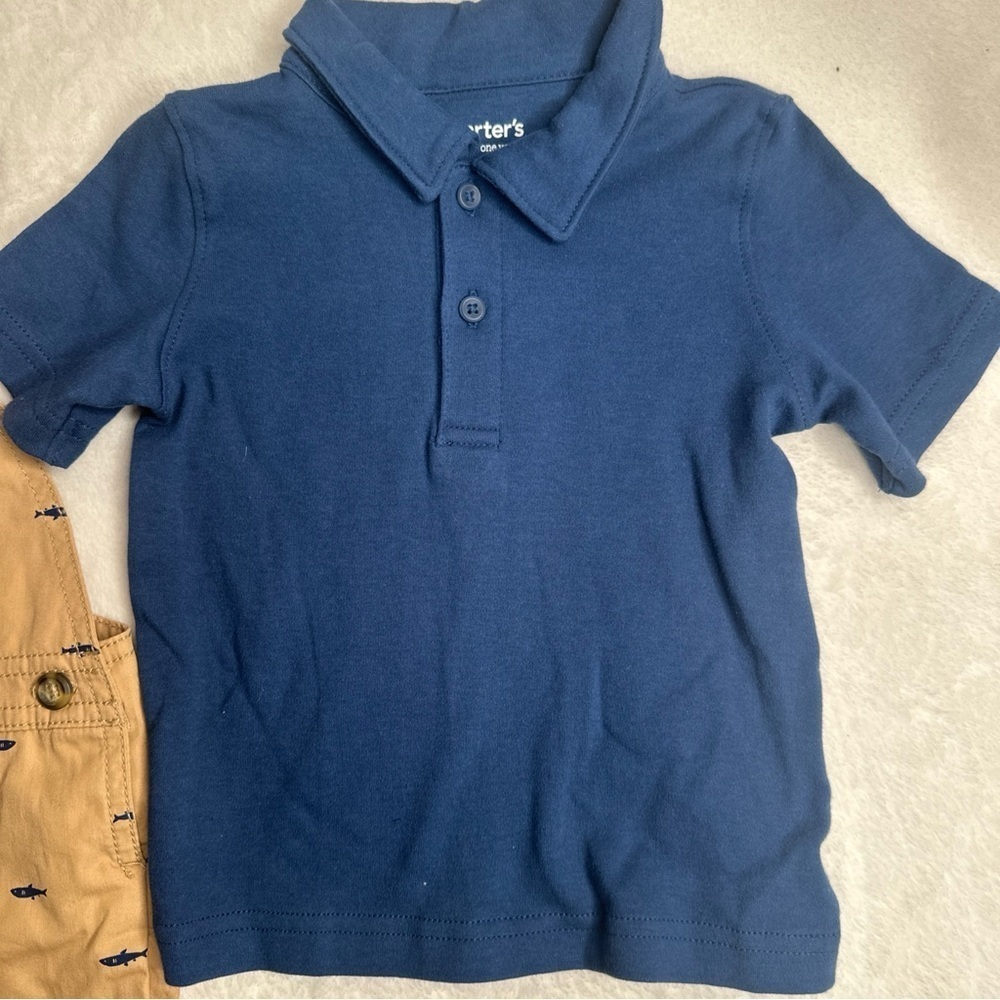 Carter's Baby's Just One You Polo & Overall Blue Sharks Size 18M new no tag - Picture 5 of 10